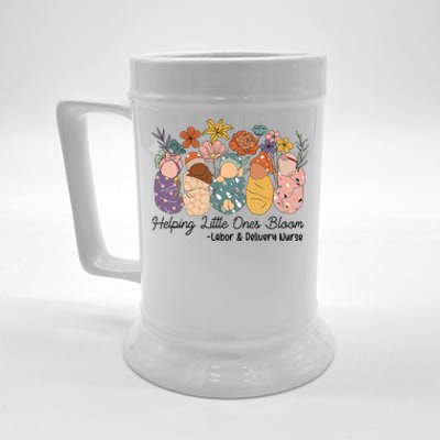 Groovy Helping Little Ones Bloom Labor & Delivery Nurse Beer Stein