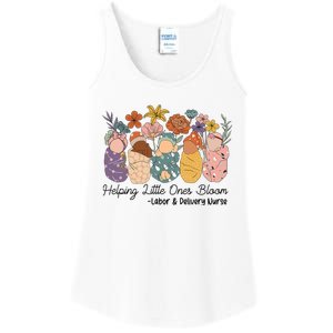 Groovy Helping Little Ones Bloom Labor & Delivery Nurse Ladies Essential Tank