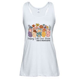 Groovy Helping Little Ones Bloom Labor & Delivery Nurse Ladies Essential Flowy Tank