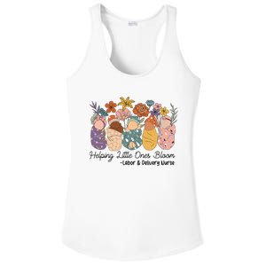 Groovy Helping Little Ones Bloom Labor & Delivery Nurse Ladies PosiCharge Competitor Racerback Tank