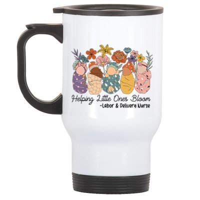 Groovy Helping Little Ones Bloom Labor & Delivery Nurse Stainless Steel Travel Mug