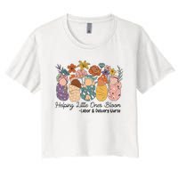 Groovy Helping Little Ones Bloom Labor & Delivery Nurse Women's Crop Top Tee