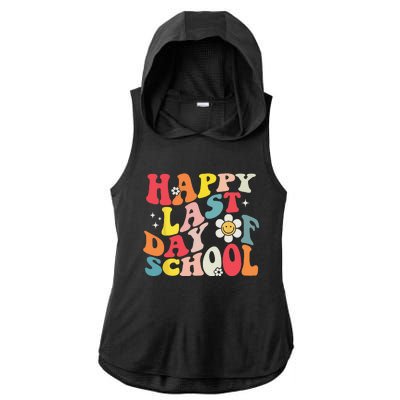 Groovy Happy Last Day of School Teacher Student Graduation Ladies PosiCharge Tri-Blend Wicking Draft Hoodie Tank