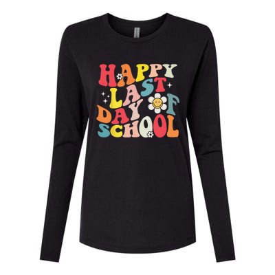 Groovy Happy Last Day of School Teacher Student Graduation Womens Cotton Relaxed Long Sleeve T-Shirt