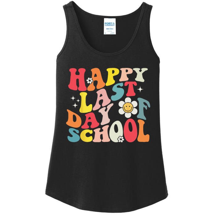 Groovy Happy Last Day of School Teacher Student Graduation Ladies Essential Tank