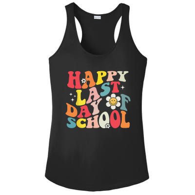 Groovy Happy Last Day of School Teacher Student Graduation Ladies PosiCharge Competitor Racerback Tank