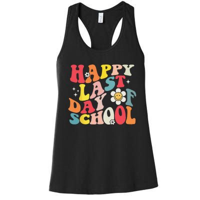 Groovy Happy Last Day of School Teacher Student Graduation Women's Racerback Tank