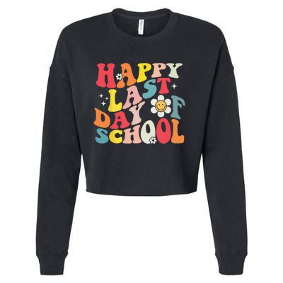 Groovy Happy Last Day of School Teacher Student Graduation Cropped Pullover Crew