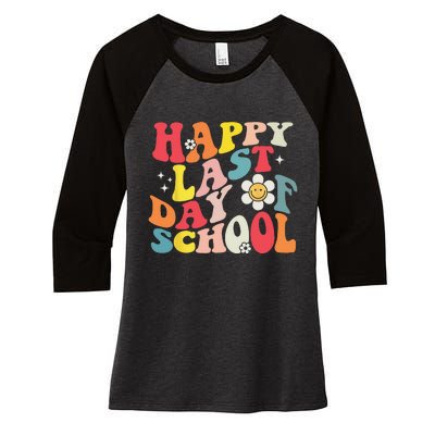 Groovy Happy Last Day of School Teacher Student Graduation Women's Tri-Blend 3/4-Sleeve Raglan Shirt