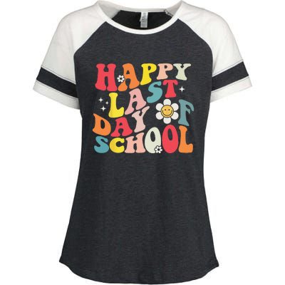 Groovy Happy Last Day of School Teacher Student Graduation Enza Ladies Jersey Colorblock Tee