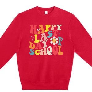 Groovy Happy Last Day of School Teacher Student Graduation Premium Crewneck Sweatshirt