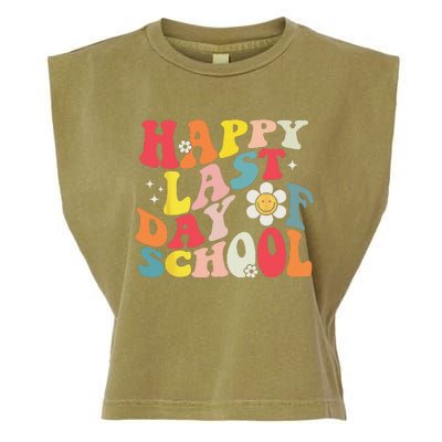 Groovy Happy Last Day of School Teacher Student Graduation Garment-Dyed Women's Muscle Tee