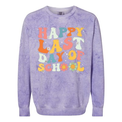 Groovy Happy Last Day Of School Teacher Student Graduation 7908 Colorblast Crewneck Sweatshirt