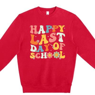 Groovy Happy Last Day Of School Teacher Student Graduation 7908 Premium Crewneck Sweatshirt