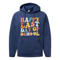 Groovy Happy Last Day Of School Teacher Student Graduation 7908 Performance Fleece Hoodie