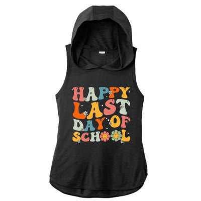 Groovy Happy Last Day Of School Teacher Student Graduation Ladies PosiCharge Tri-Blend Wicking Draft Hoodie Tank