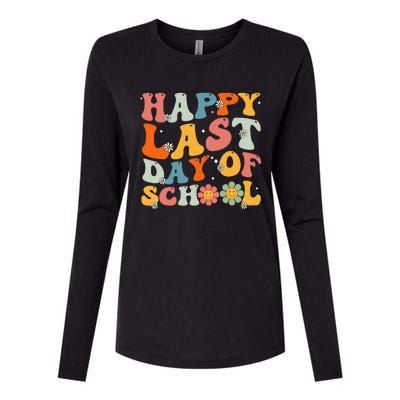 Groovy Happy Last Day Of School Teacher Student Graduation Womens Cotton Relaxed Long Sleeve T-Shirt