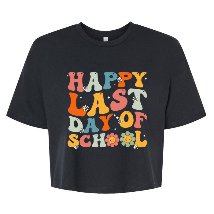 Groovy Happy Last Day Of School Teacher Student Graduation Bella+Canvas Jersey Crop Tee