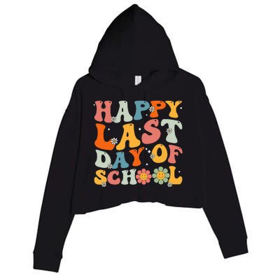 Groovy Happy Last Day Of School Teacher Student Graduation Crop Fleece Hoodie