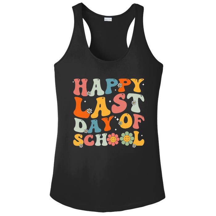 Groovy Happy Last Day Of School Teacher Student Graduation Ladies PosiCharge Competitor Racerback Tank