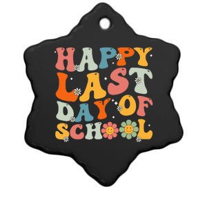 Groovy Happy Last Day Of School Teacher Student Graduation Ceramic Star Ornament