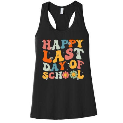 Groovy Happy Last Day Of School Teacher Student Graduation Women's Racerback Tank