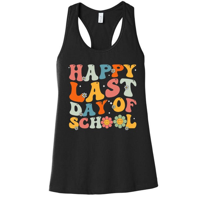 Groovy Happy Last Day Of School Teacher Student Graduation Women's Racerback Tank