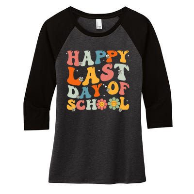 Groovy Happy Last Day Of School Teacher Student Graduation Women's Tri-Blend 3/4-Sleeve Raglan Shirt