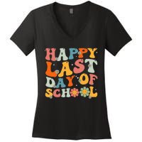 Groovy Happy Last Day Of School Teacher Student Graduation Women's V-Neck T-Shirt