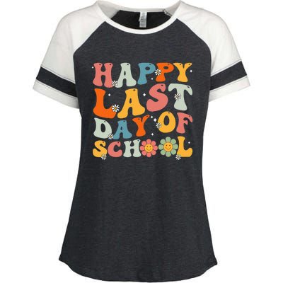 Groovy Happy Last Day Of School Teacher Student Graduation Enza Ladies Jersey Colorblock Tee