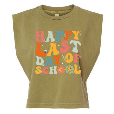 Groovy Happy Last Day Of School Teacher Student Graduation Garment-Dyed Women's Muscle Tee