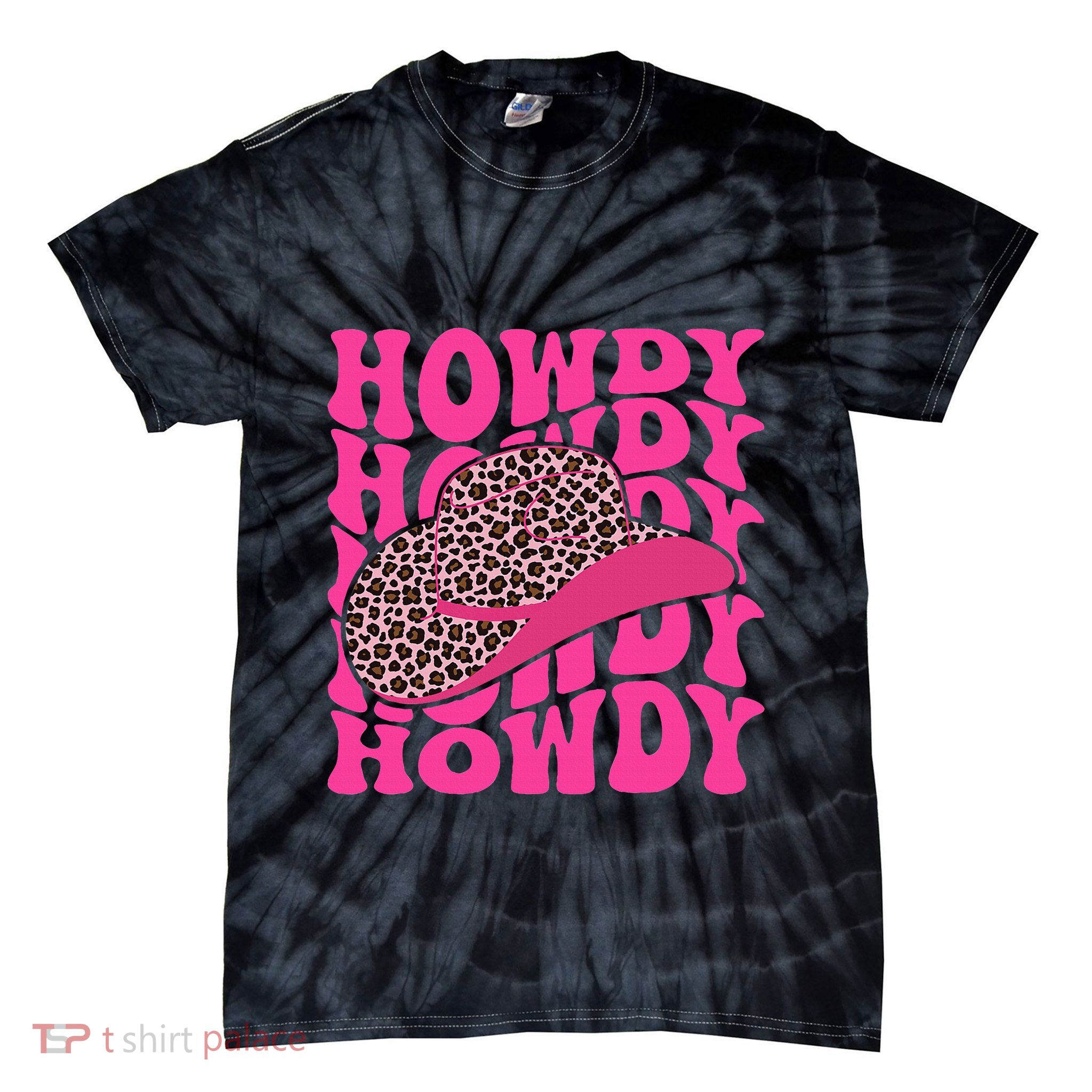 Groovy Howdy Leopard Hat Western Country Cute Cowgirl Tie-Dye T-Shirt