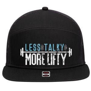 Gym Humor Less Talky More Lifty 7 Panel Mesh Trucker Snapback Hat