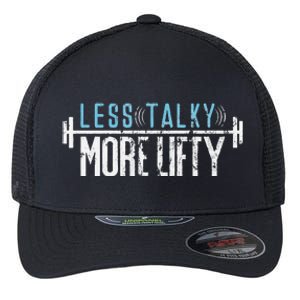 Gym Humor Less Talky More Lifty Flexfit Unipanel Trucker Cap