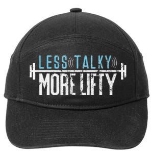 Gym Humor Less Talky More Lifty 7-Panel Snapback Hat