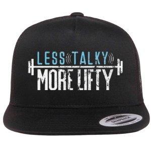 Gym Humor Less Talky More Lifty Flat Bill Trucker Hat