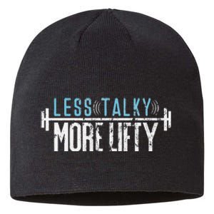 Gym Humor Less Talky More Lifty Sustainable Beanie