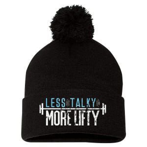 Gym Humor Less Talky More Lifty Pom Pom 12in Knit Beanie