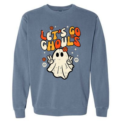 Ghost Halloween Lets Go Ghouls Retro Costume Garment-Dyed Sweatshirt