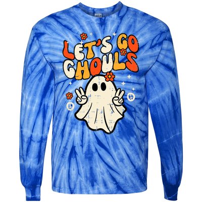 Ghost Halloween Lets Go Ghouls Retro Costume Tie-Dye Long Sleeve Shirt