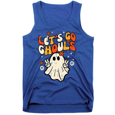 Ghost Halloween Lets Go Ghouls Retro Costume Tank Top