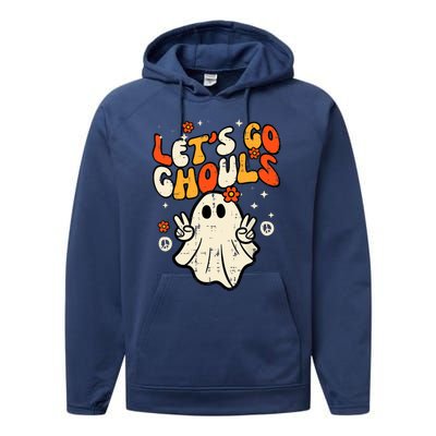 Ghost Halloween Lets Go Ghouls Retro Costume Performance Fleece Hoodie