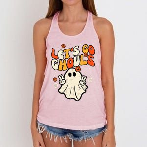 Ghost Halloween Lets Go Ghouls Retro Costume Women's Knotted Racerback Tank