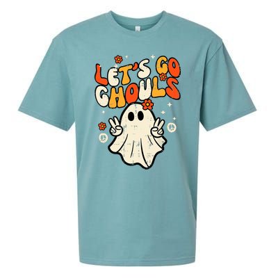 Ghost Halloween Lets Go Ghouls Retro Costume Sueded Cloud Jersey T-Shirt