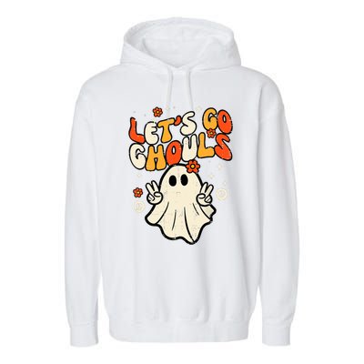 Ghost Halloween Lets Go Ghouls Retro Costume Garment-Dyed Fleece Hoodie