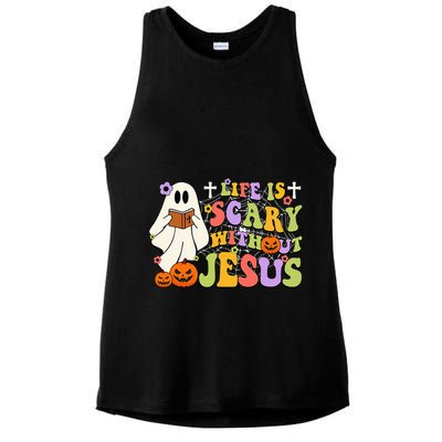 Groovy Halloween Life Is Scary Without Jesus Christian Lover Ladies PosiCharge Tri-Blend Wicking Tank