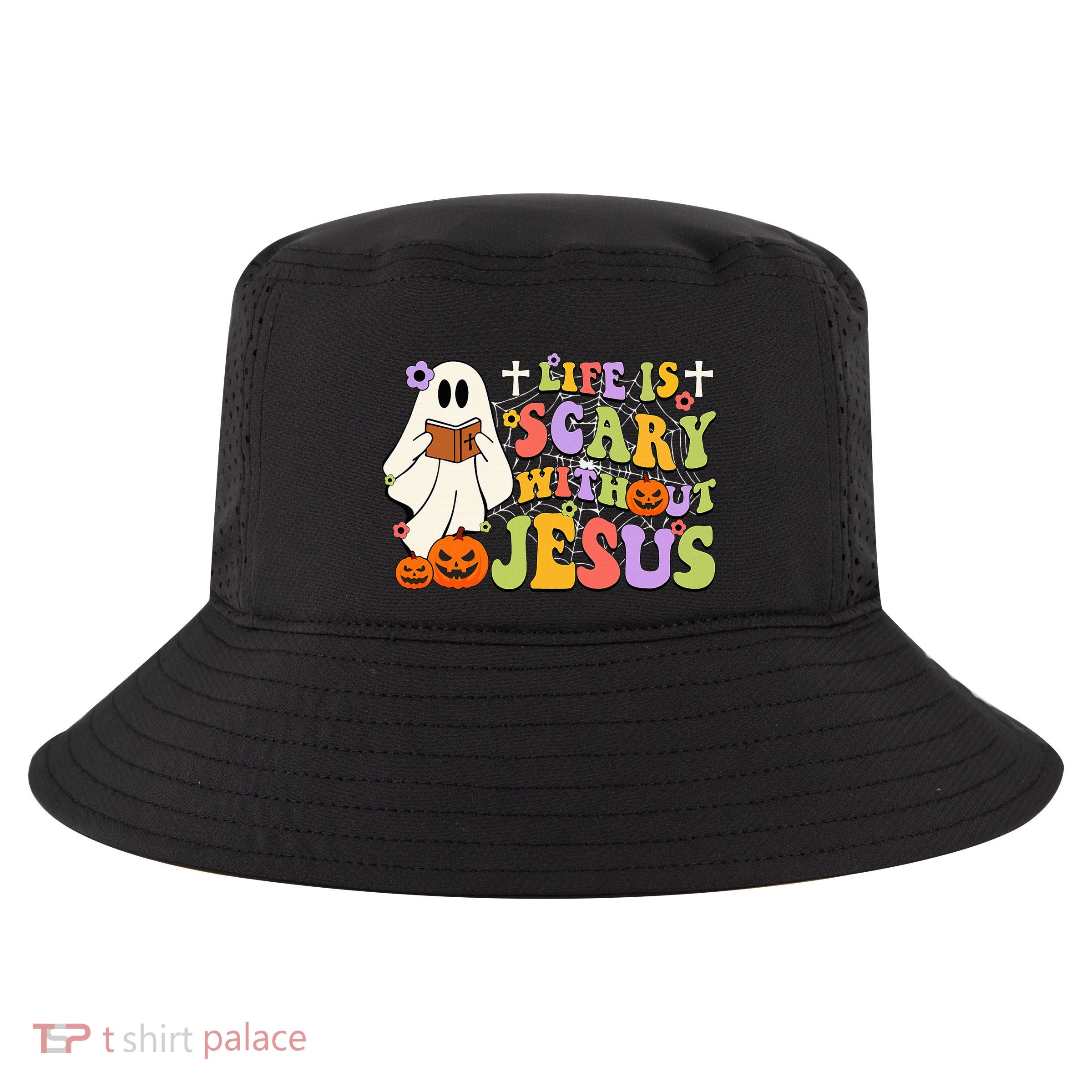 Groovy Halloween Life Is Scary Without Jesus Christian Lover Cool Comfort Performance Bucket Hat