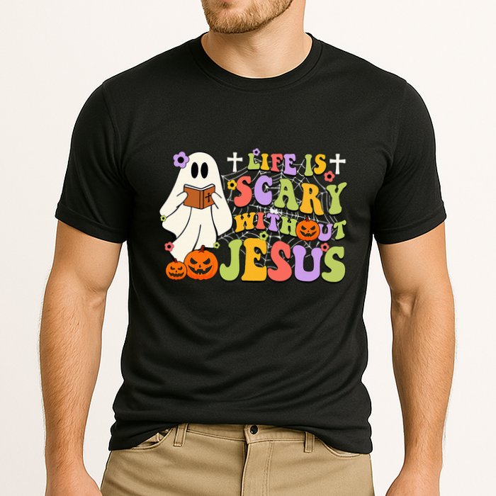Groovy Halloween Life Is Scary Without Jesus Christian Lover Performance Shirt