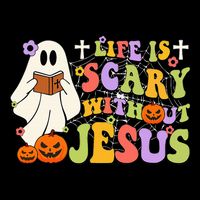 Groovy Halloween Life Is Scary Without Jesus Christian Lover Performance Shirt