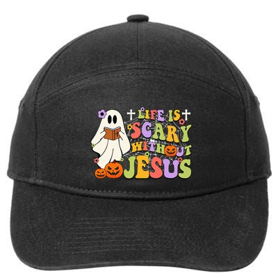 Groovy Halloween Life Is Scary Without Jesus Christian Lover 7-Panel Snapback Hat